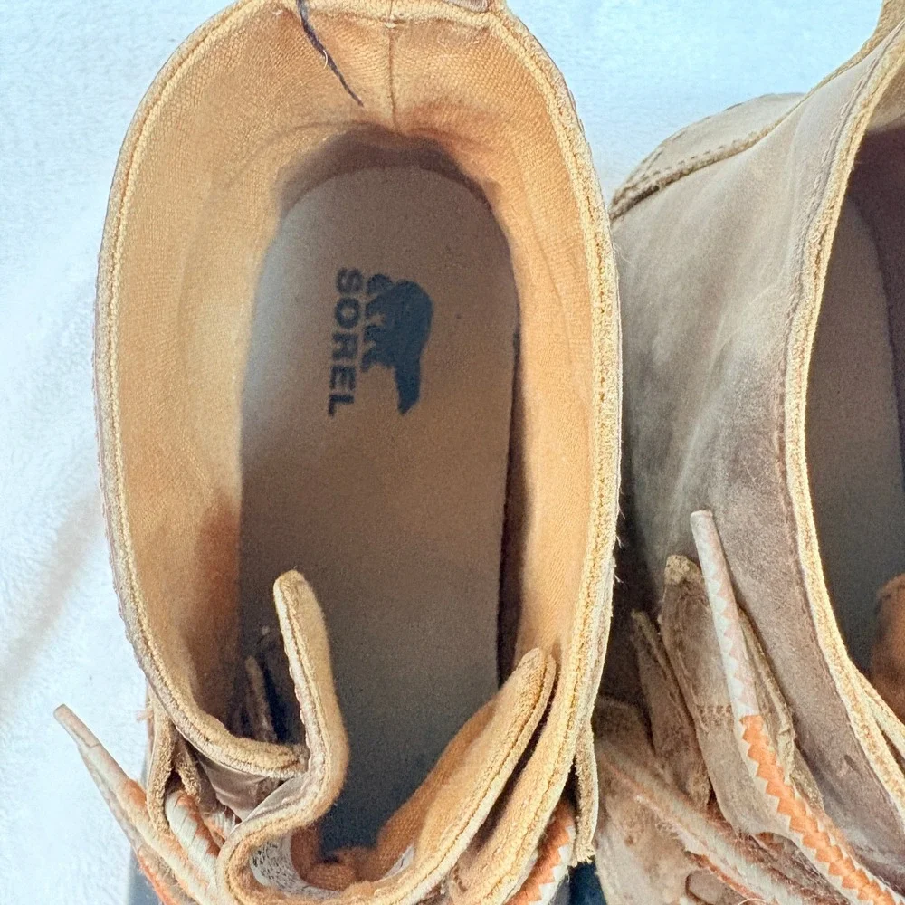 Sorel Out N About Waterproof Leather Duck Boots‎ Women Sz 8.5 Tan Black Ankle